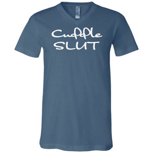 Cuddle Slut Unisex Premium V-Neck Tee - Steel Blue / S