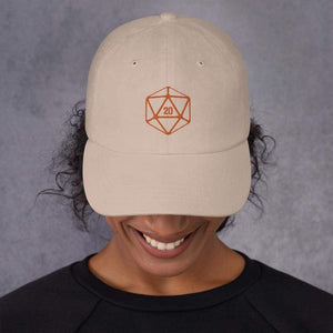 D20 Classic Orange Crit Classic Dad Cap - Stone - SoMattyGameZ