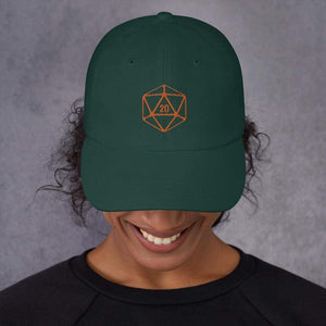 D20 Classic Orange Crit Classic Dad Cap - Spruce - SoMattyGameZ