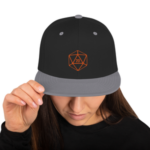 D20 Classic Orange Crit Snapback Cap - Black/ Silver - SoMattyGameZ