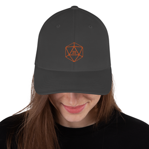 D20 Classic Orange Crit Structured Twill Flexfit Cap - Dark Grey / S/M - SoMattyGameZ