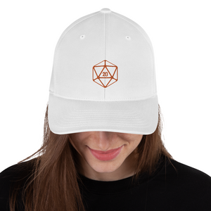 D20 Classic Orange Crit Structured Twill Flexfit Cap - White / S/M - SoMattyGameZ