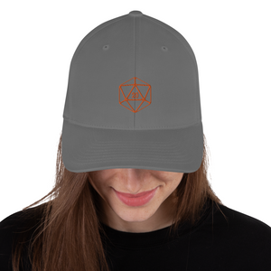 D20 Classic Orange Crit Structured Twill Flexfit Cap - Grey / S/M - SoMattyGameZ