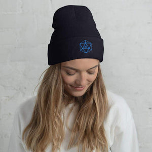 D20 Classic Teal Crit Cuffed Beanie / Tuque - Navy - SoMattyGameZ
