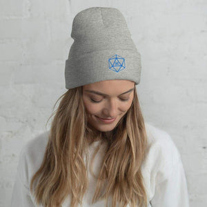 D20 Classic Teal Crit Cuffed Beanie / Tuque - Heather Grey - SoMattyGameZ