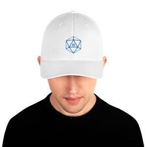 D20 Classic Teal Crit Structured Twill Flexfit Cap - White / S/M - SoMattyGameZ