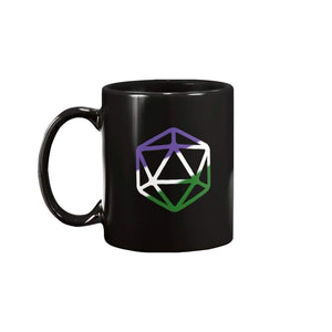 D20 Critical Pride GenderQueer Pride 15oz Coffee Mug - Black / 15OZ - Mugs