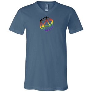 D20 Critical Pride Inclusive Pride Unisex Premium V-Neck Tee - Steel Blue / S