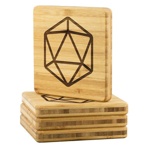D20 Dice Bamboo Coasters - Set of 4 - Coasters