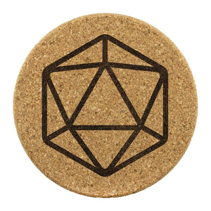 D20 Dice Round Cork Coasters - Set of 4 - Round Cork Coaster - 4pc - Coasters