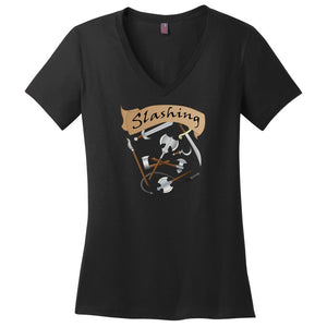D&D What’s Your Damage? Slashing Womens Premium V-Neck Tee - Black / XS