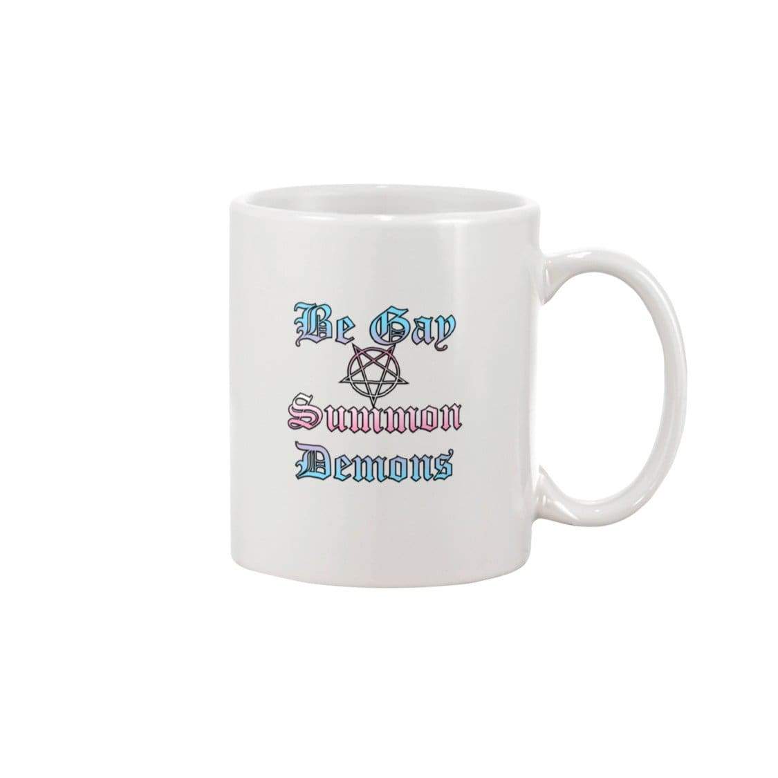 Dice Priori Be Gay Summon Demons Trans 11oz Coffee Mug - White / 11OZ - Mugs