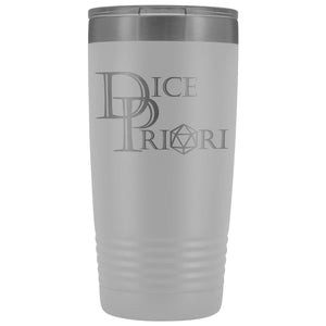 Dice Priori D20 Focus Text Logo 20oz Vacuum Tumbler - White - Tumblers