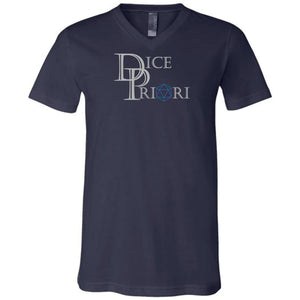 Dice Priori Classic Text Logo Dark Unisex Premium V-Neck Tee - Navy / S