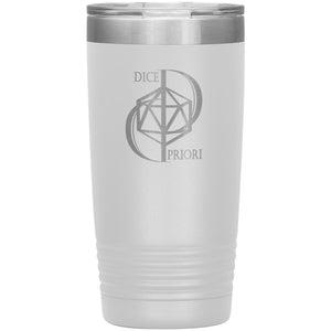 Dice Priori D20 Focus Text Logo 20oz Vacuum Tumbler - White - Dice Priori