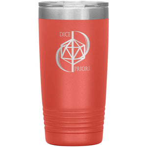 Dice Priori D20 Focus Text Logo 20oz Vacuum Tumbler - Coral - Dice Priori
