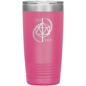 Dice Priori D20 Focus Text Logo 20oz Vacuum Tumbler - Pink - Dice Priori