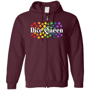 Dice Queen Rainbow Pride Unisex Zip Hoodie - Maroon / S