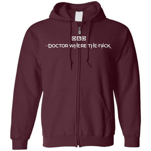 Doctor WTF D&D Logo Unisex Zip Hoodie - Maroon / S