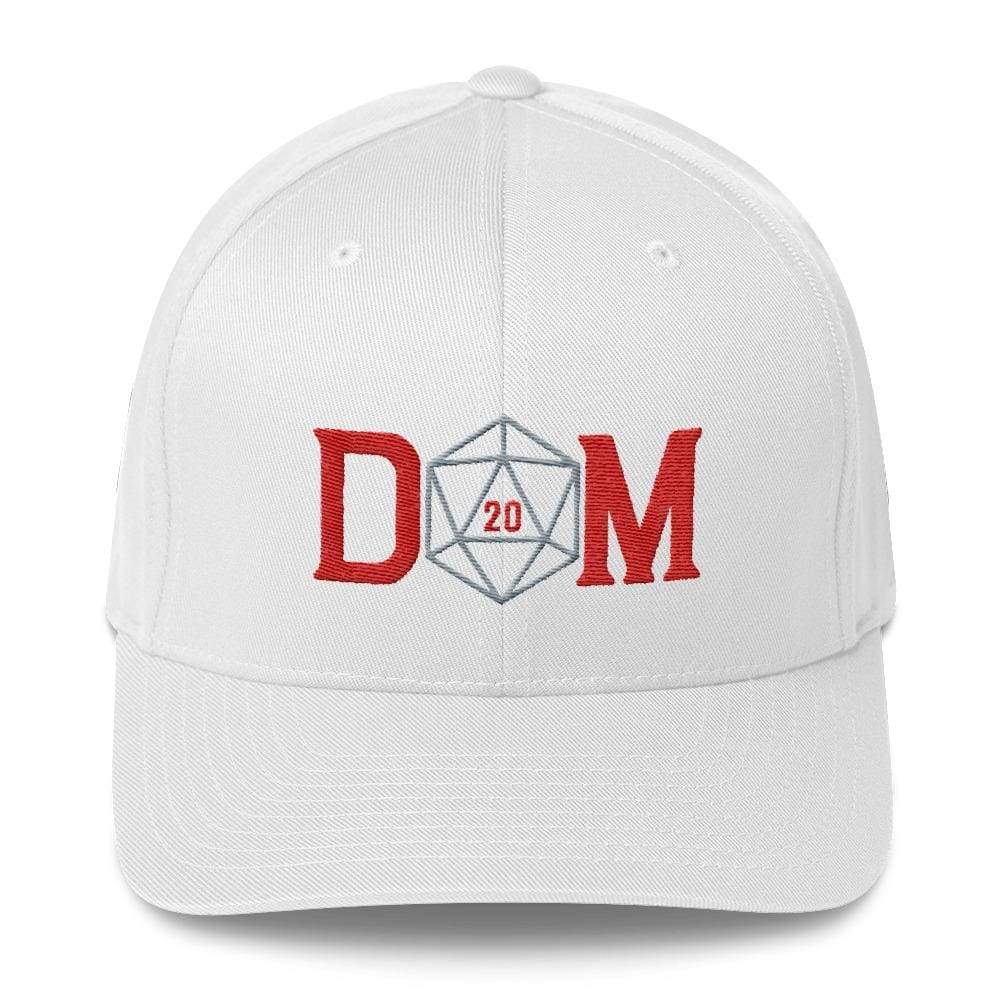 Dungeon Master DM Crit D20 Structured Twill Flexfit Cap - White / S/M