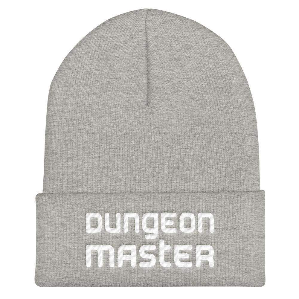 Dungeon Master DM Modern White Cuffed Beanie / Tuque - Heather Grey