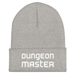 Dungeon Master DM Modern White Cuffed Beanie / Tuque - Heather Grey