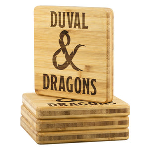 Duval & Dragons Logo Bamboo Coaster Set of 4 - Bamboo Coaster - 4pc - Coasters