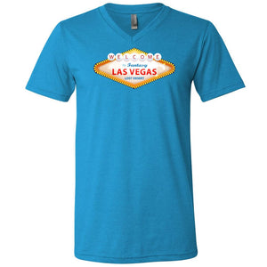 Fantasy Las Vegas Sign Unisex Premium V-Neck Tee - Neon Blue / S