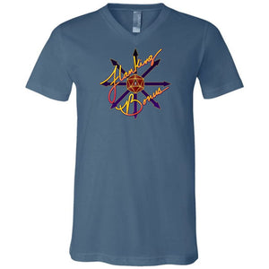 Flanking Bonus Logo Unisex Premium V-Neck Tee - Steel Blue / S