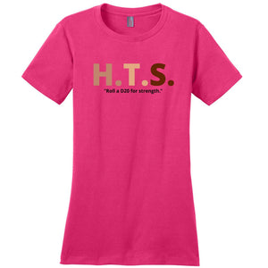 HTS Here To Stay Text Roll Light TS Womens Premium Tee - Dark Fuchsia / XS