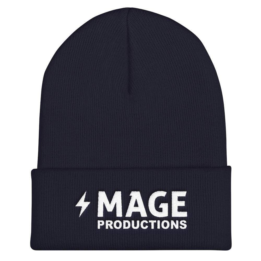 Mage Productions Classic Logo Cuffed Beanie / Tuque - White Lettering - Navy