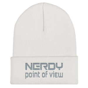 NerdyPOV Nerdwave Grey Cuffed Beanie / Tuque - White
