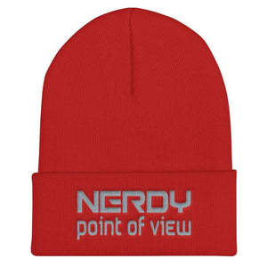 NerdyPOV Nerdwave Grey Cuffed Beanie / Tuque - Red