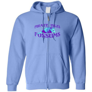 Pirate Isles Possums Light Unisex Zip Hoodie - Carolina Blue / S