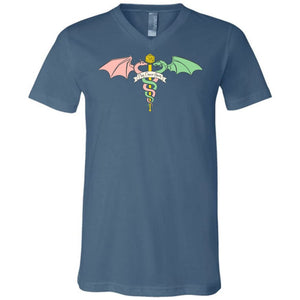 Play Cancer Away Unisex Premium V-Neck Tee - Steel Blue / S