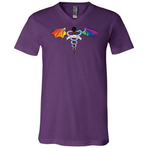 Play Cancer Away with Pride Unisex Premium V-Neck Tee - Team Purple / S
