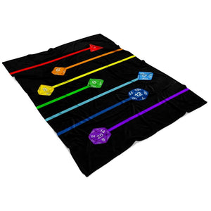 Polyhedral Pride - Rainbow Dice Fleece Blanket - Blankets