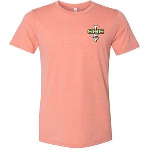 Pronoun Crossword She They Unisex Premium Tee - Heather Prism Sunset / XS