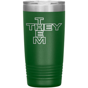 Pronoun Crossword They Them 20oz Vacuum Tumbler - Green - Tumblers