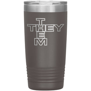 Pronoun Crossword They Them 20oz Vacuum Tumbler - Pewter - Tumblers