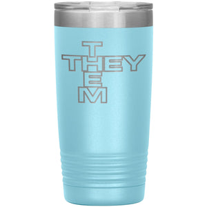 Pronoun Crossword They Them 20oz Vacuum Tumbler - Light Blue - Tumblers