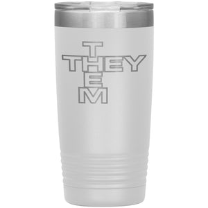 Pronoun Crossword They Them 20oz Vacuum Tumbler - White - Tumblers