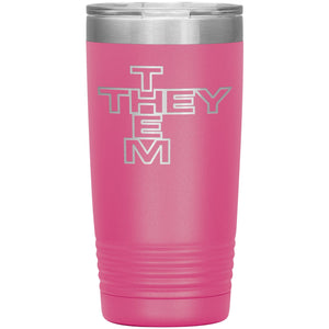Pronoun Crossword They Them 20oz Vacuum Tumbler - Pink - Tumblers