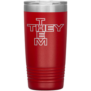 Pronoun Crossword They Them 20oz Vacuum Tumbler - Red - Tumblers