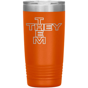 Pronoun Crossword They Them 20oz Vacuum Tumbler - Orange - Tumblers