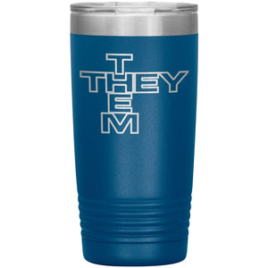 Pronoun Crossword They Them 20oz Vacuum Tumbler - Blue - Tumblers