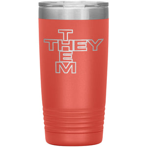 Pronoun Crossword They Them 20oz Vacuum Tumbler - Coral - Tumblers