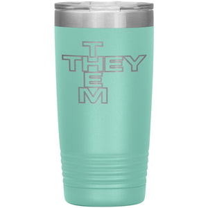 Pronoun Crossword They Them 20oz Vacuum Tumbler - Teal - Tumblers