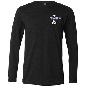 Pronoun Crossword They Them Unisex Premium Long Sleeve Tee - Dark Grey Heather / XS