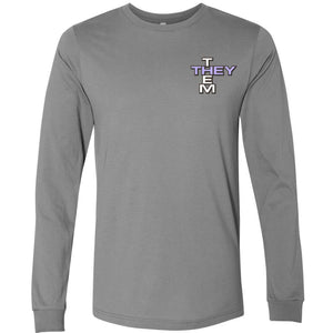 Pronoun Crossword They Them Unisex Premium Long Sleeve Tee - Storm / S